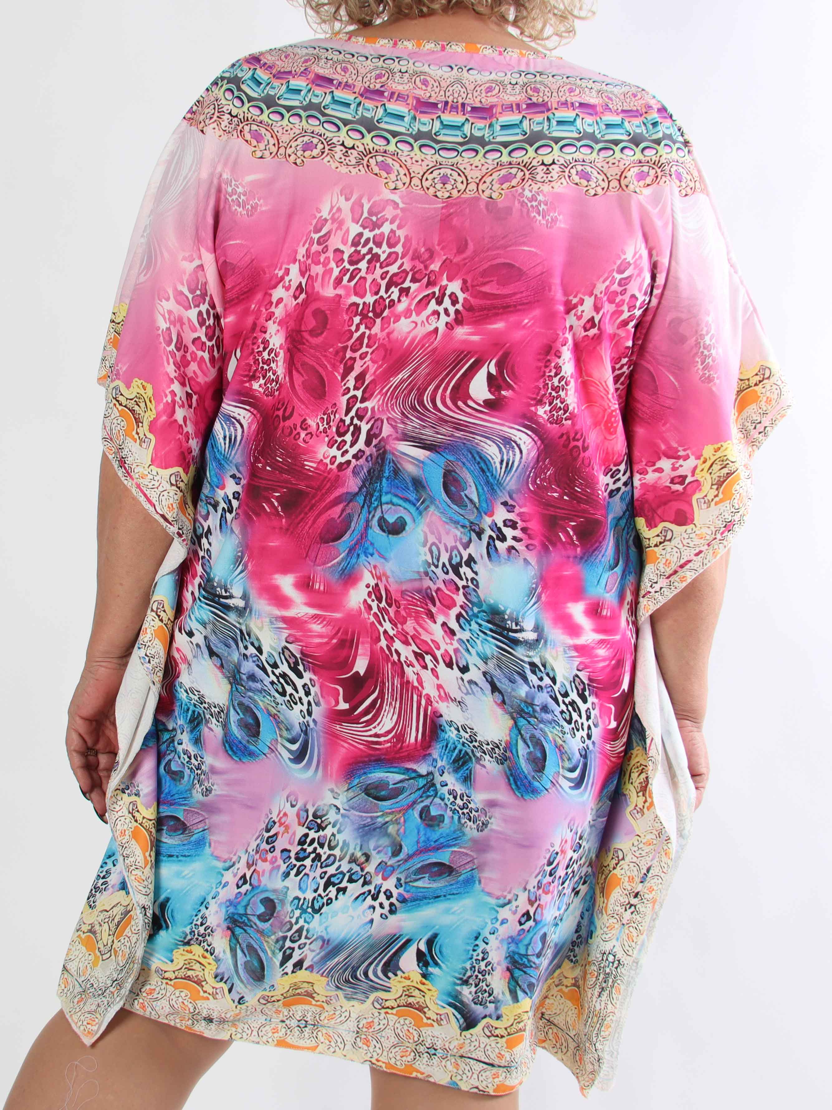 Faye - Plus size tunikakjole i viskose i flerfarvet mønster